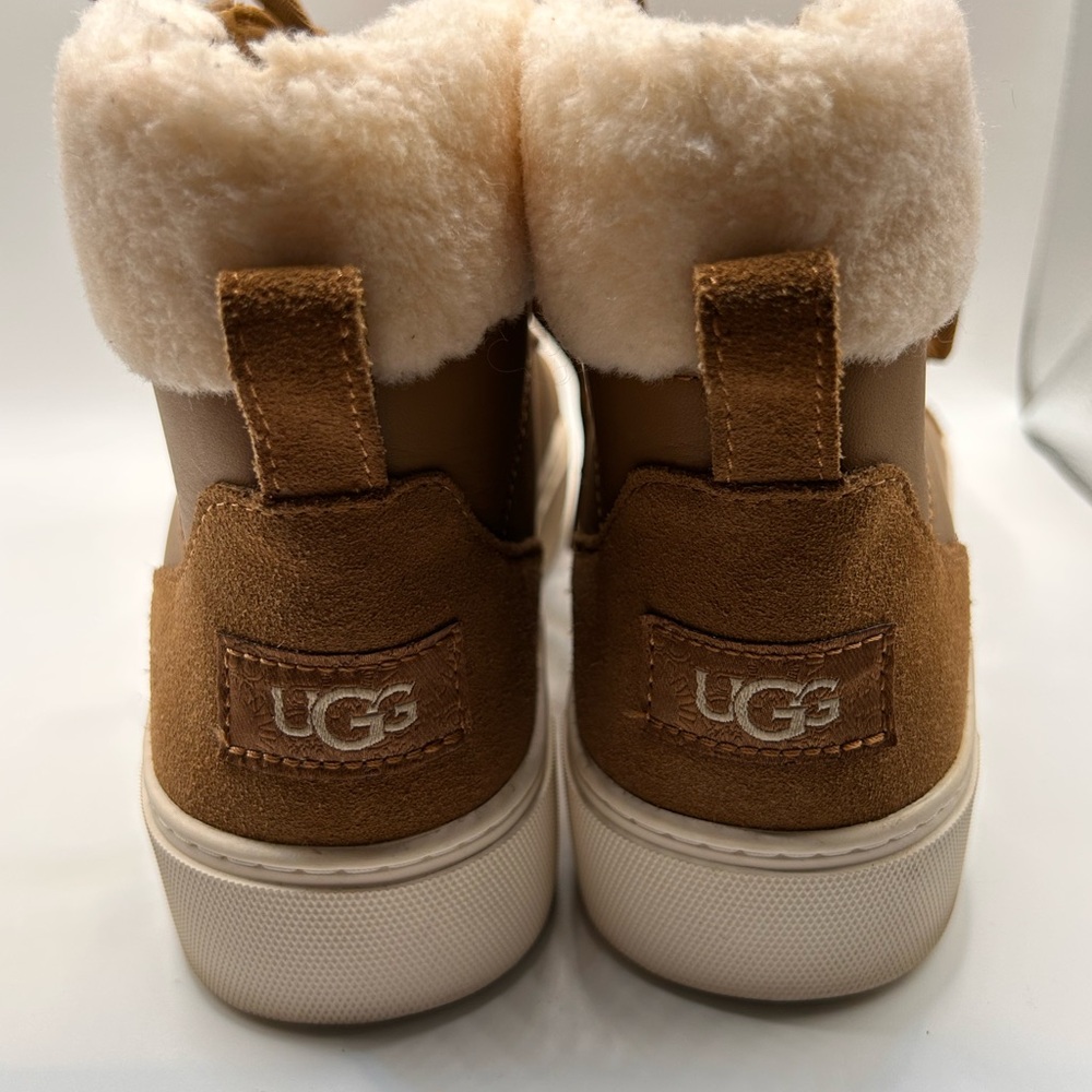 UGG Plush Shearling Lined Cakewalk High Chestnut Brown Trainer Sz 8.5 - Picture 4 of 9